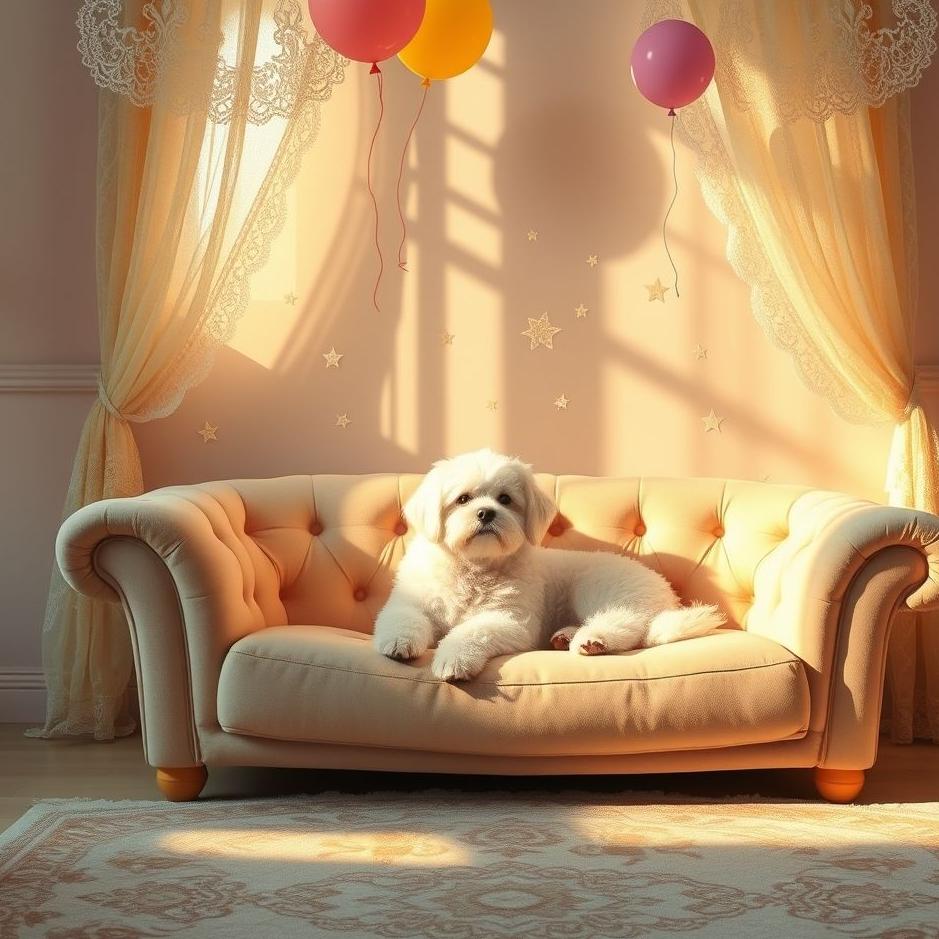 Dream : A white ornamental dog at home in a dream