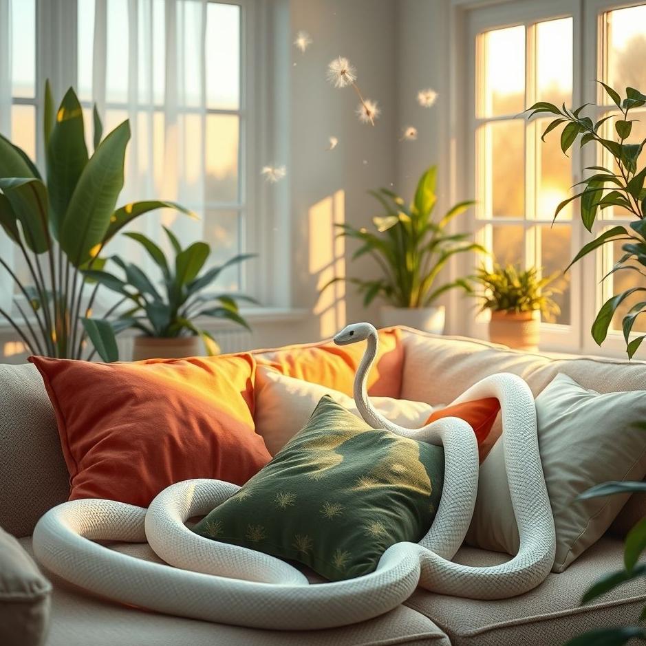 Dream : A white snake at home in a dream