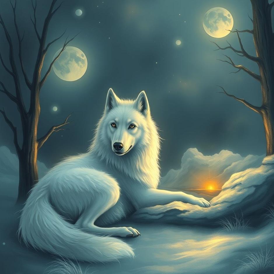 Dream : A white wolf at home in a dream