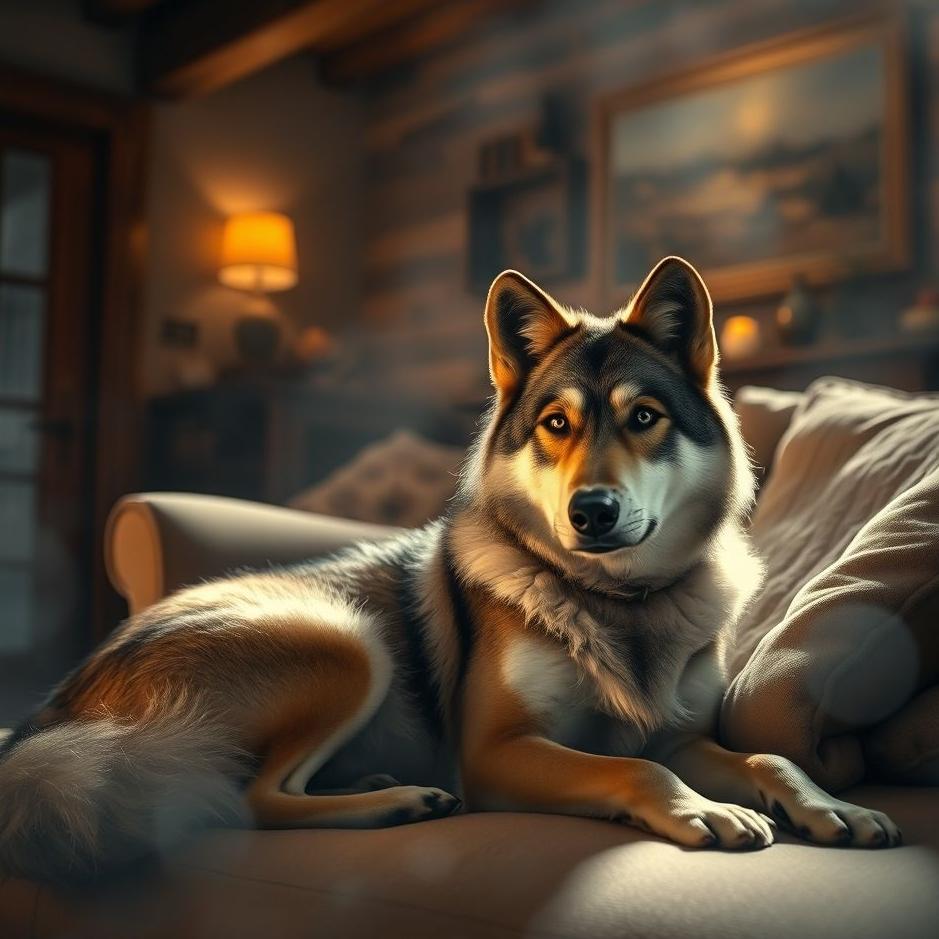 Dream : A wolf dog at home in a dream