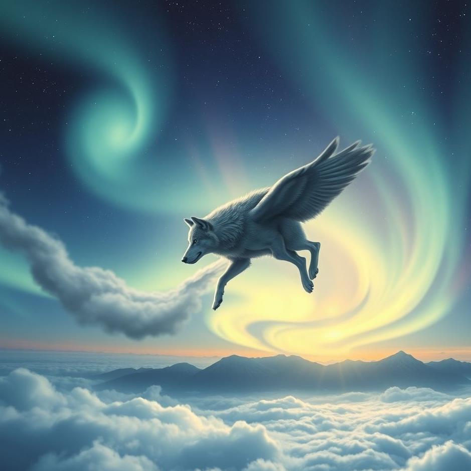 Dream : A wolf in the sky in a dream