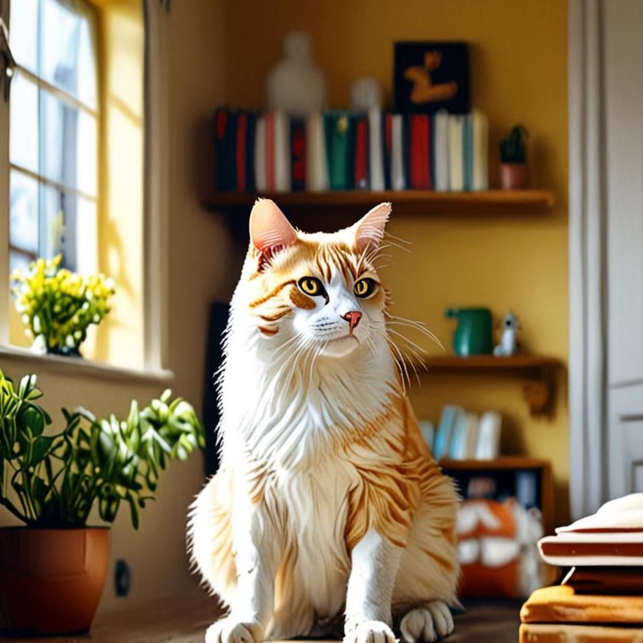 Dream : A yellow and white cat at home in a dream