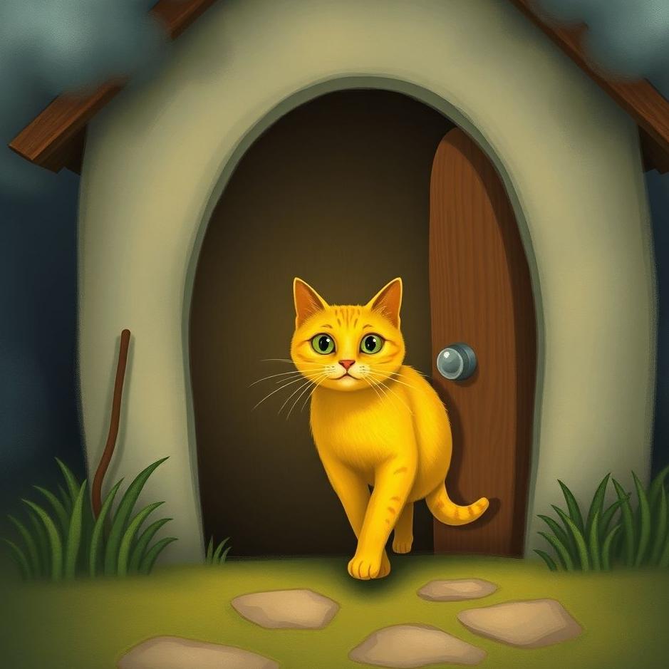 Dream : A yellow cat entering a house in a dream