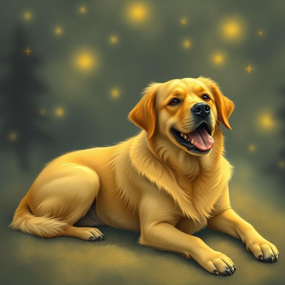 Dream : A yellow dog at home in a dream