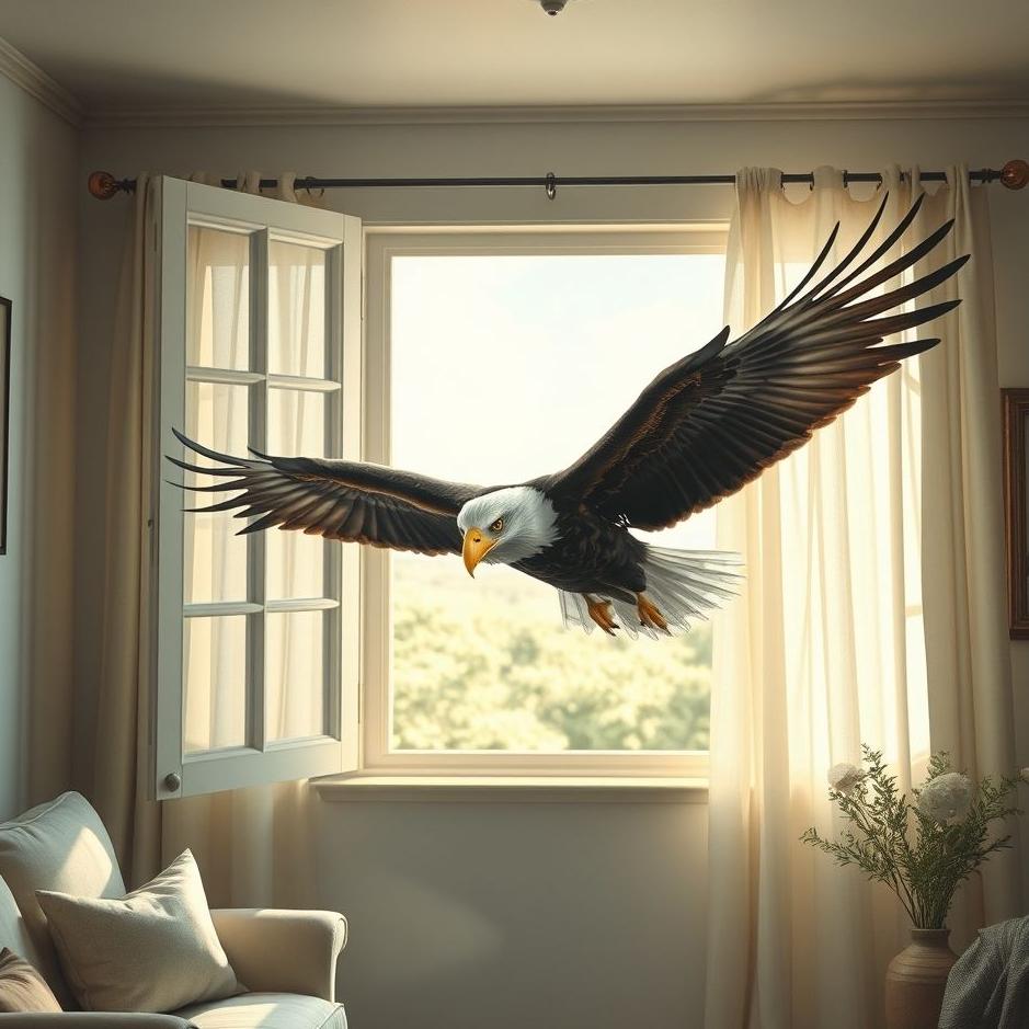 Dream : An eagle fly into a house in a dream