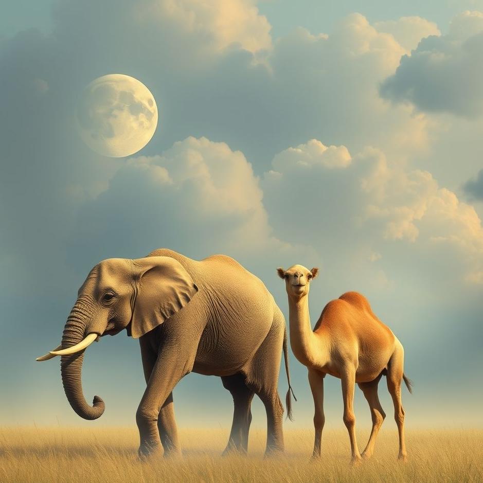 Dream : An elephant and a camel in a dream