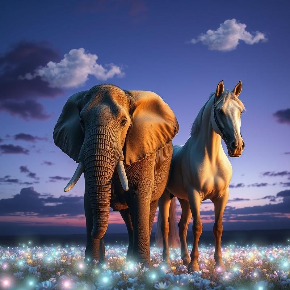 Dream : An elephant and a horse in a dream