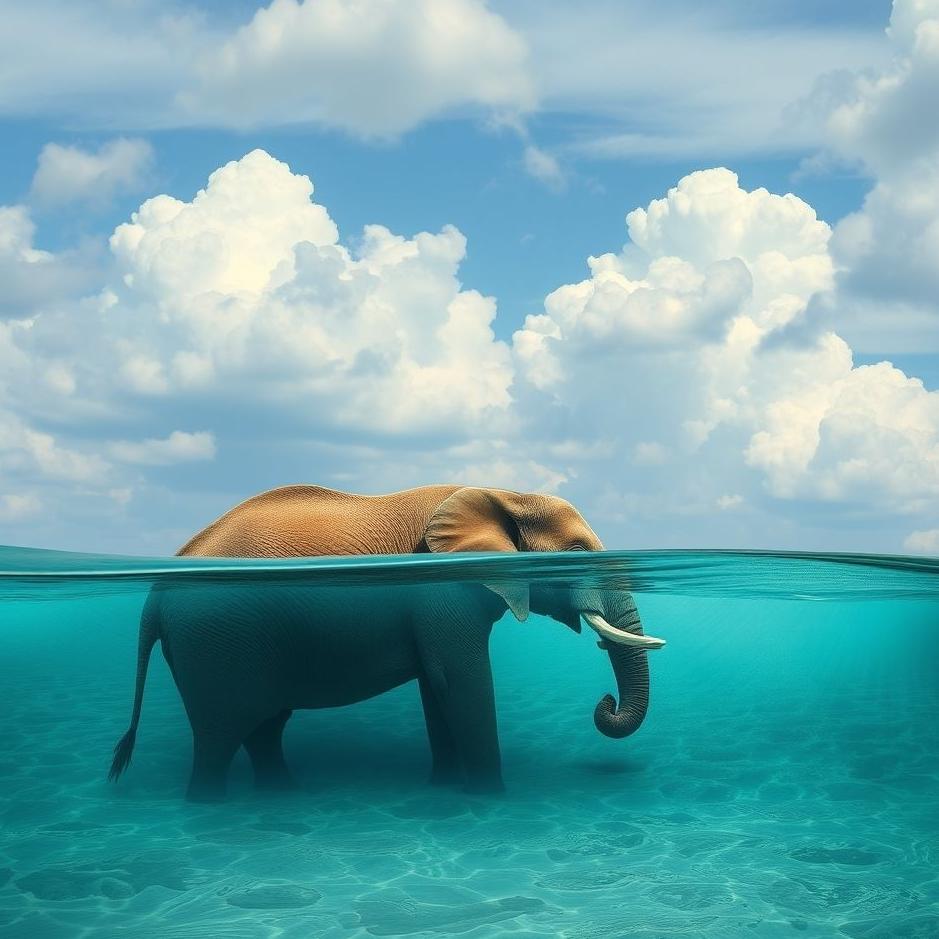 Dream : An elephant and a sea in a dream