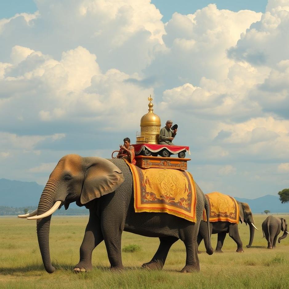 Dream : An elephant caravan in a dream