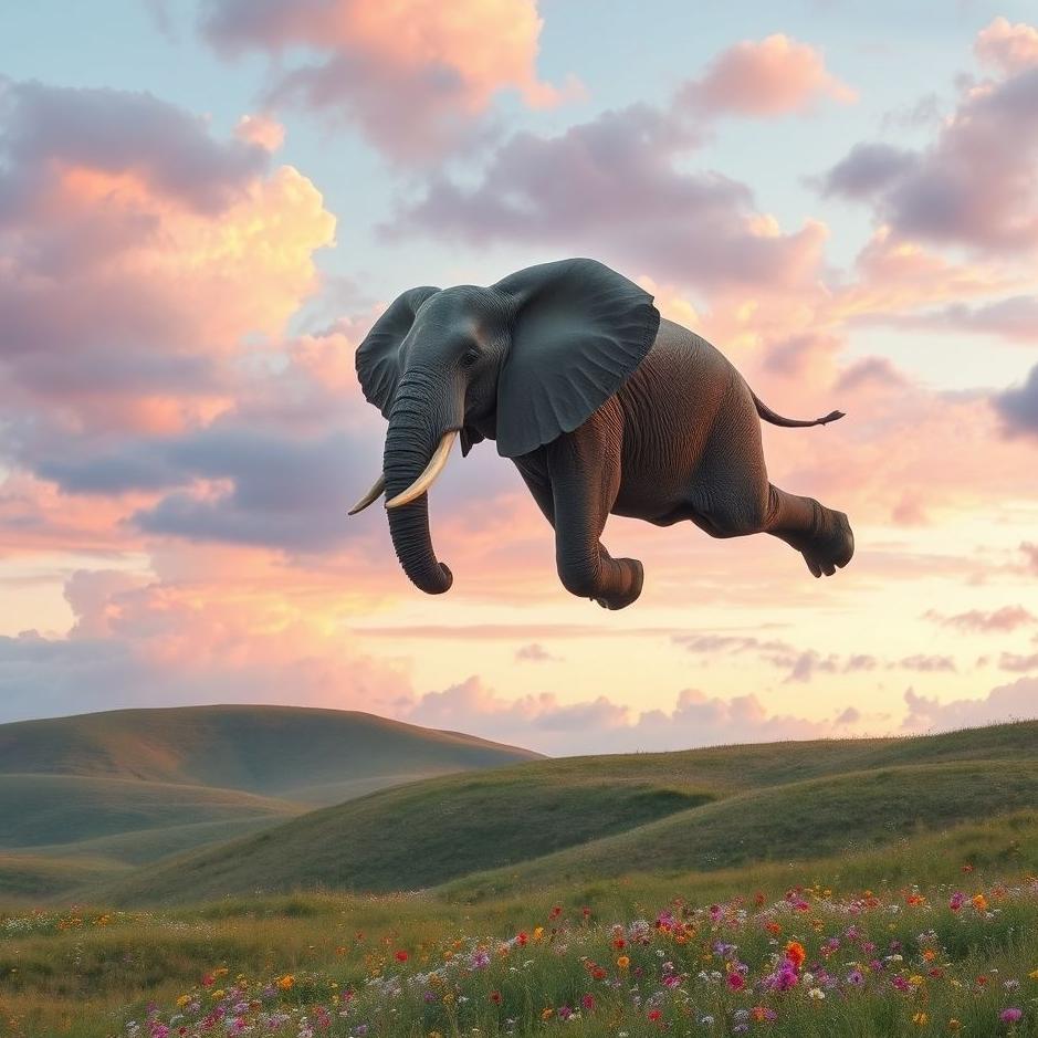 Dream : An elephant flying in a dream