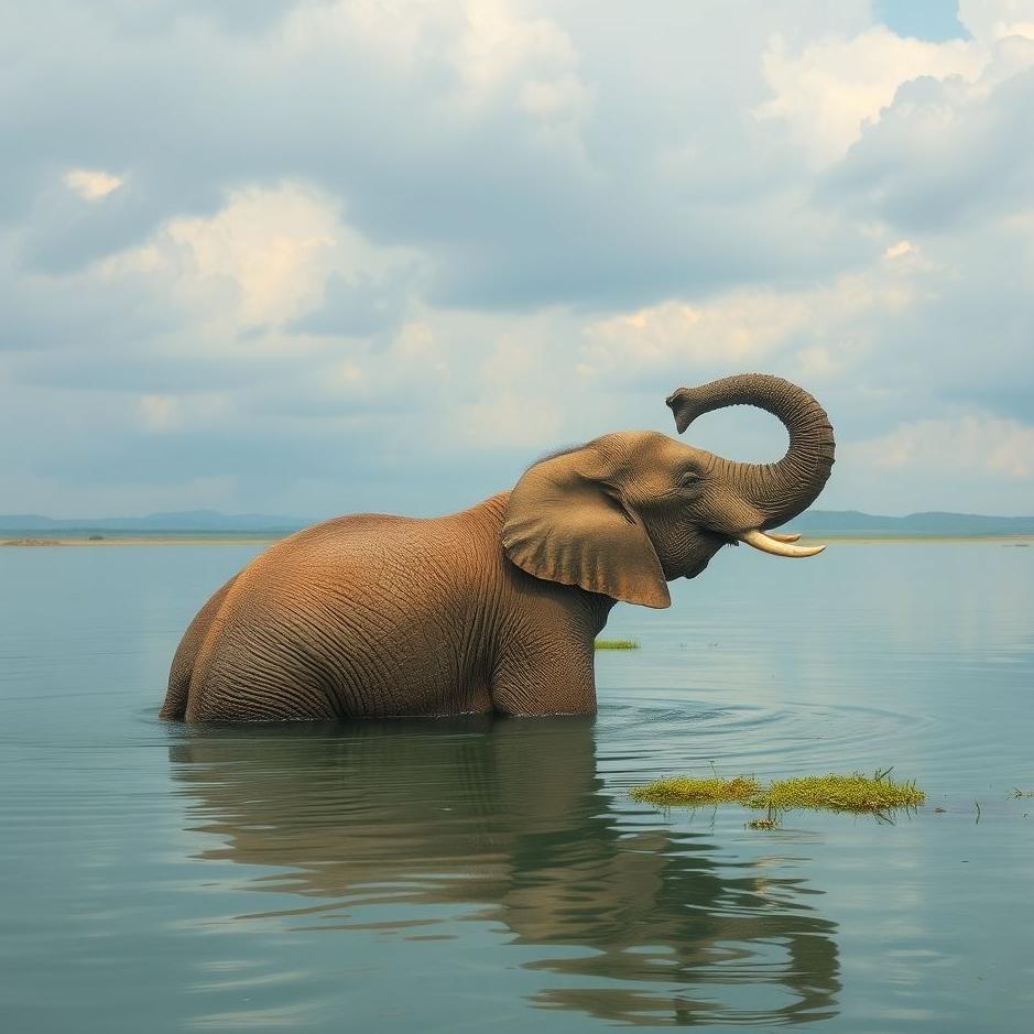 Dream : An elephant in a lake in a dream