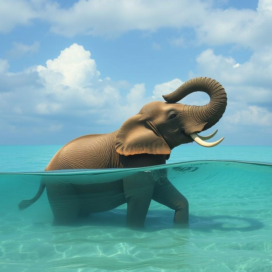 Dream : An elephant in the sea in a dream
