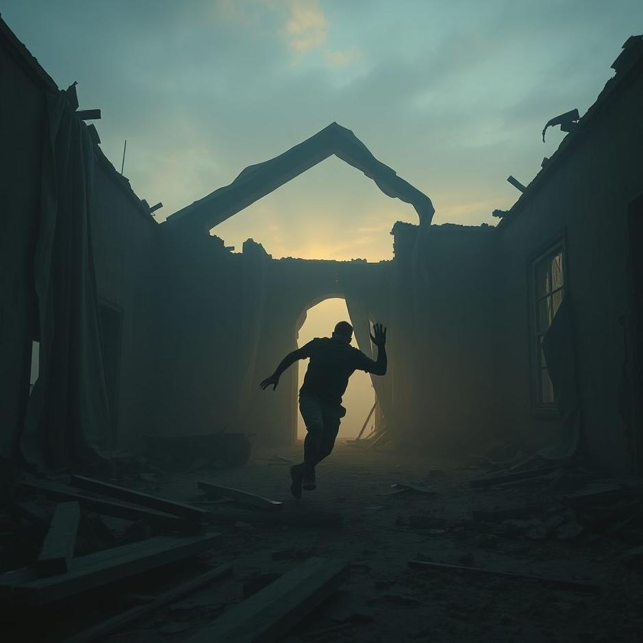 Dream : An escape from a ruined house in a dream