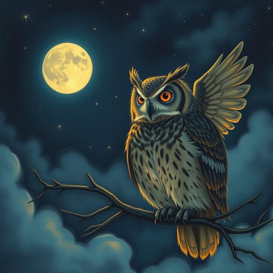 Dream : An owl at night in a dream