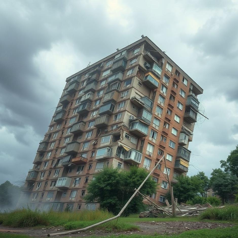 Dream : Apartment building collapsing from the wind in a dream
