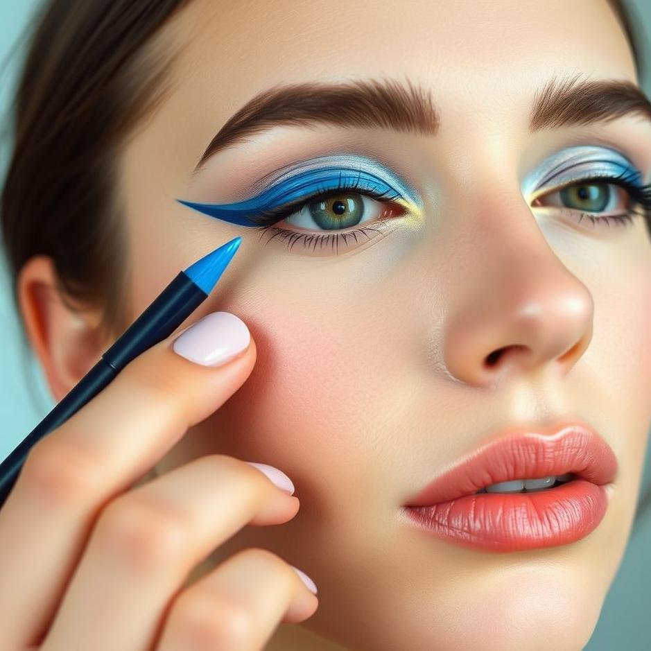 Dream : Applying blue eyeliner