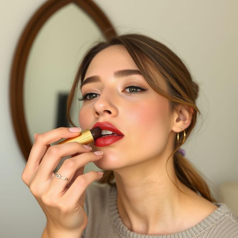 Dream : Applying brown lipstick