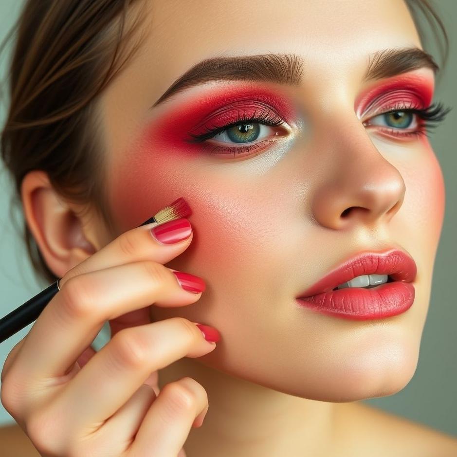 Dream : Applying red eyeshadow
