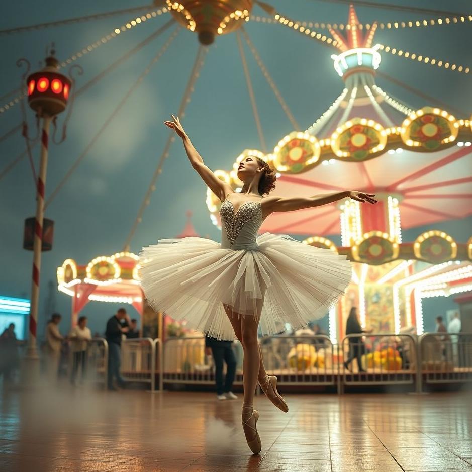 Dream : Ballerina in an amusement park in a dream