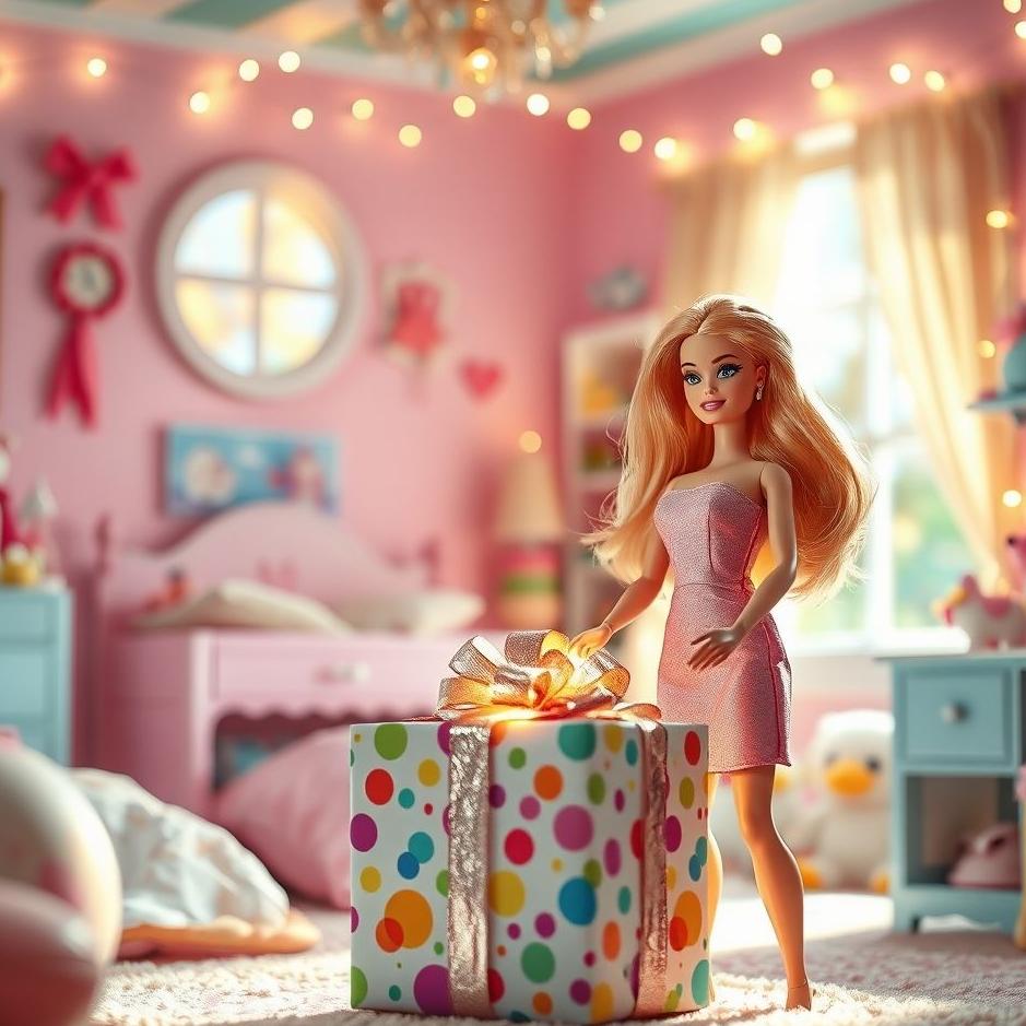 Dream : Barbie Doll Receiving a Gift 