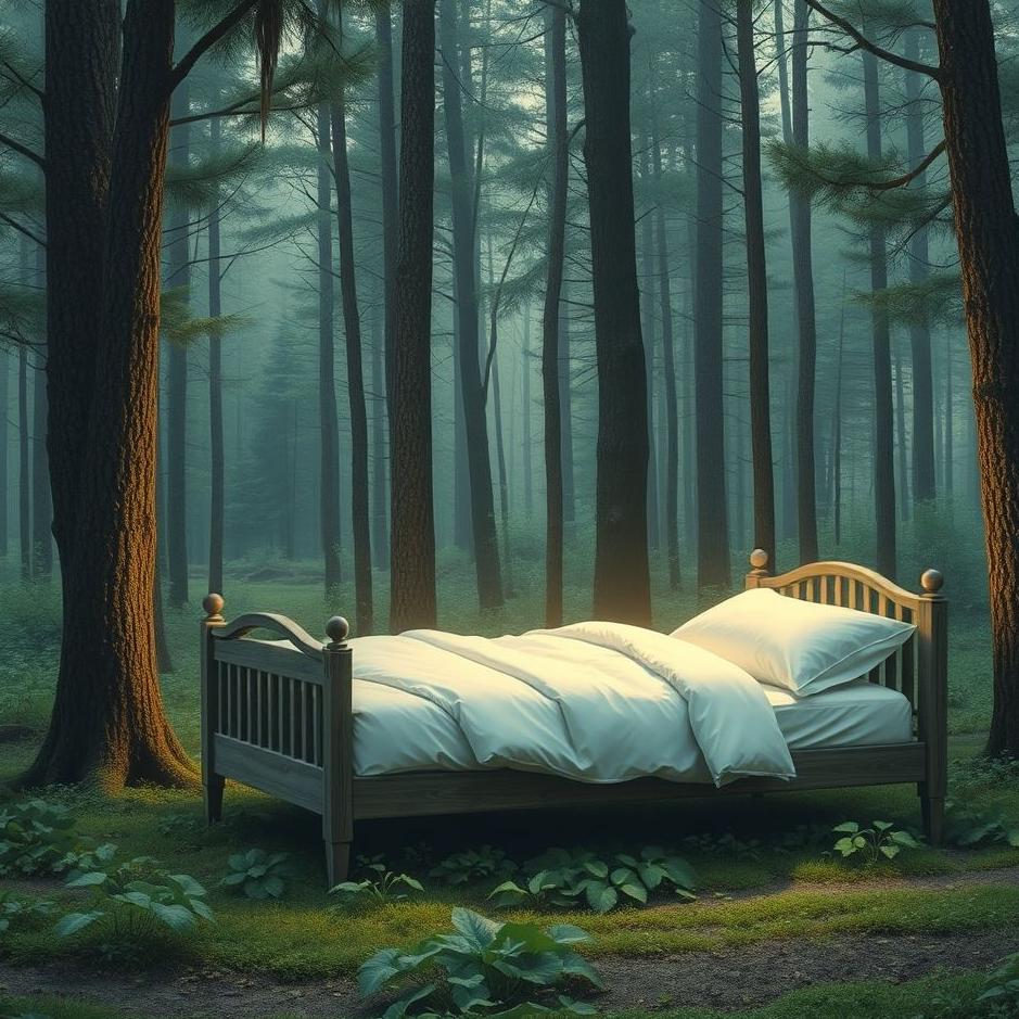 Dream : Bed in the forest in a dream