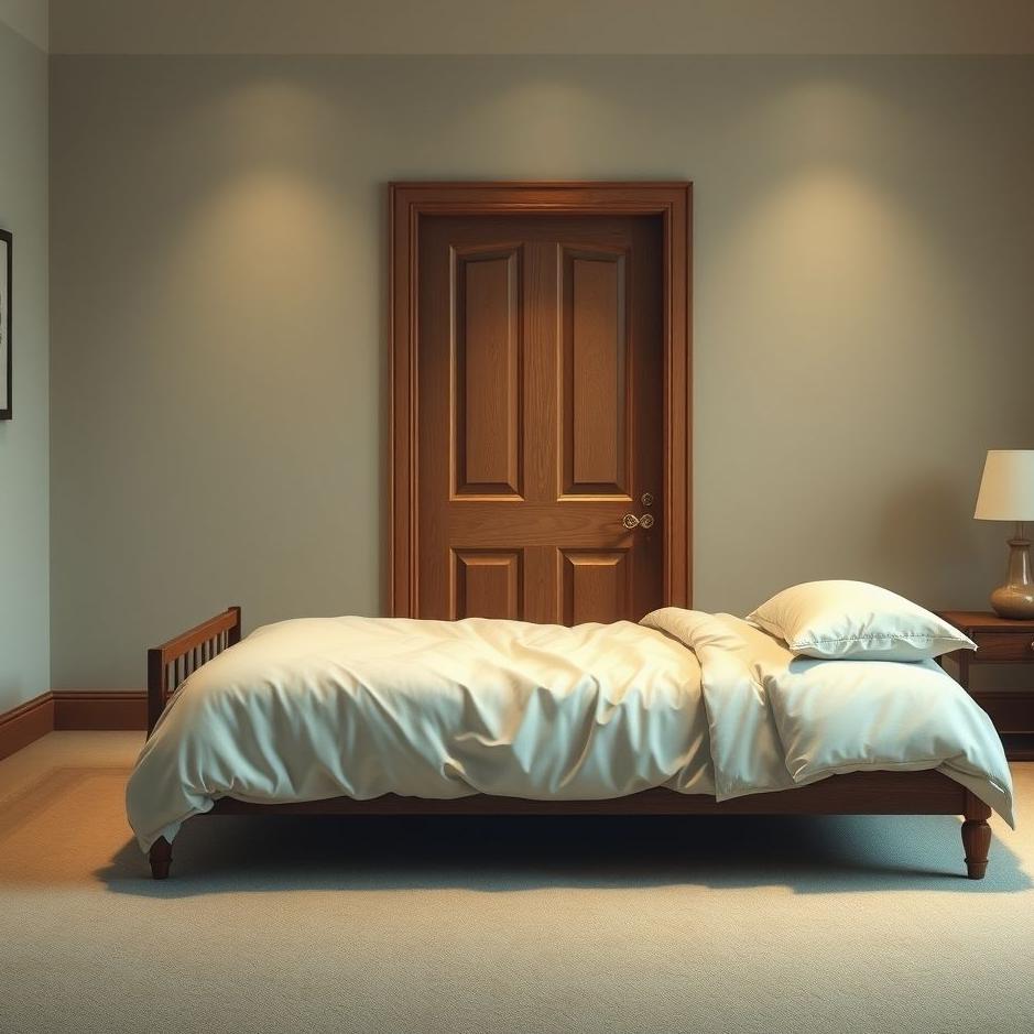 Dream : Bed laid in front of the door in a dream