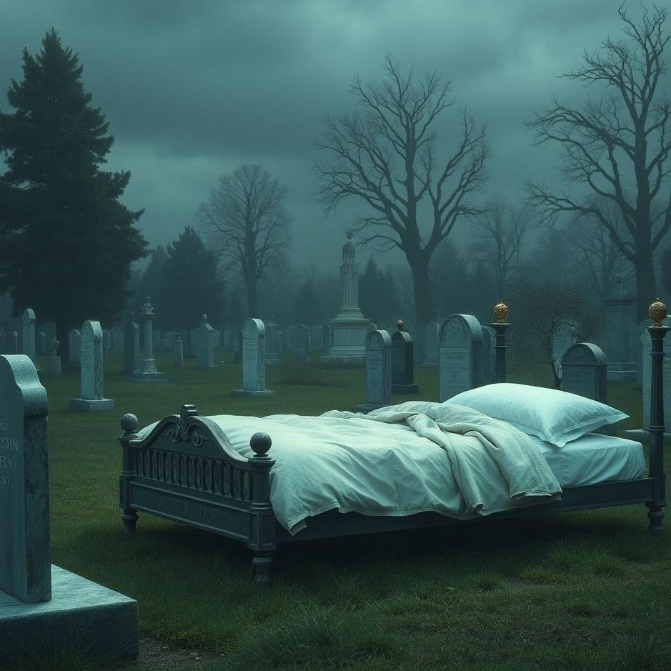 Dream : Bed next to you in a cemetery in a dream