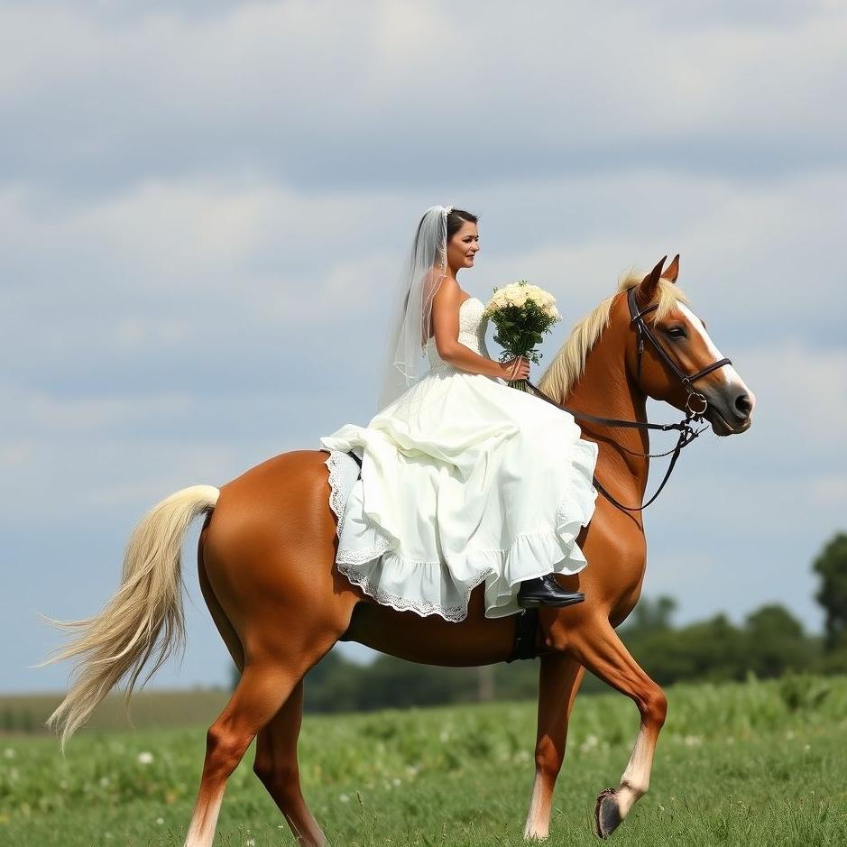 Dream : Being a bride and riding a horse