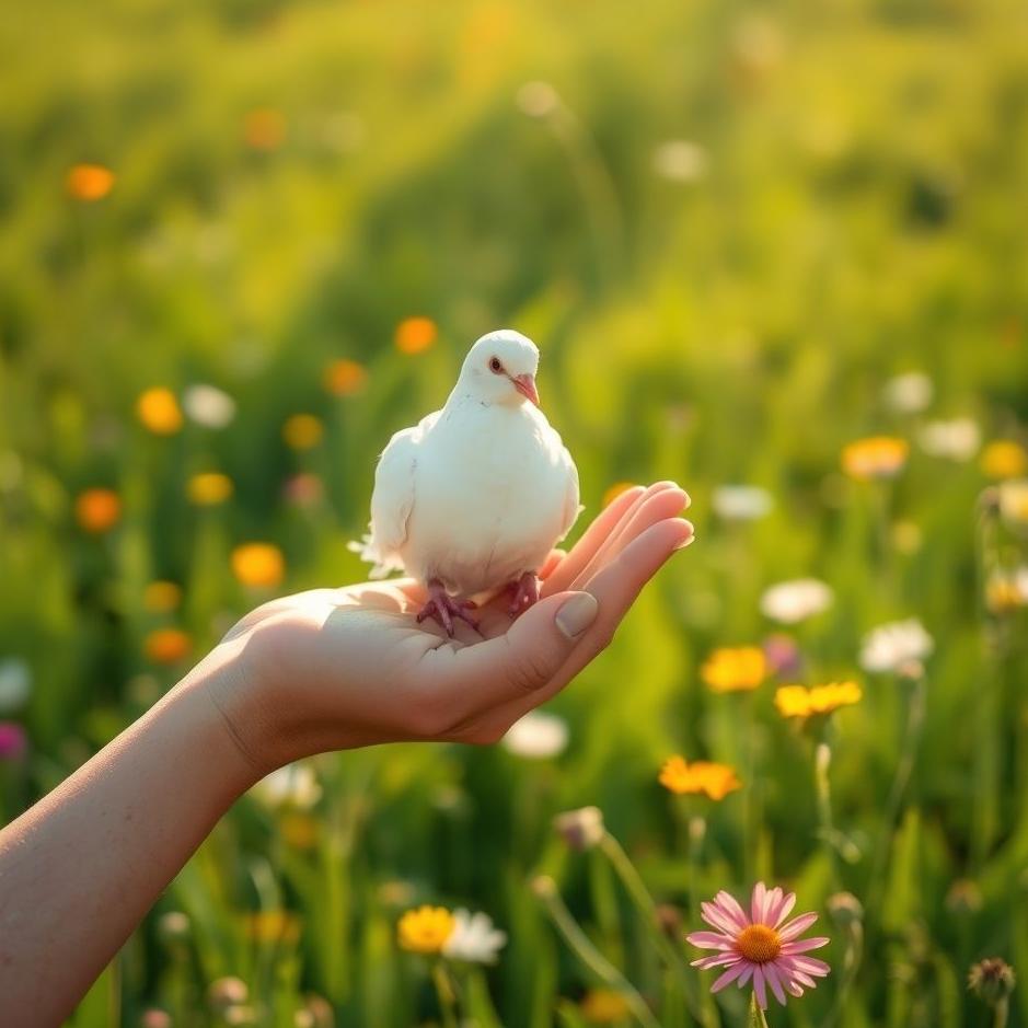 Dream : Being in the hand of a white bird 