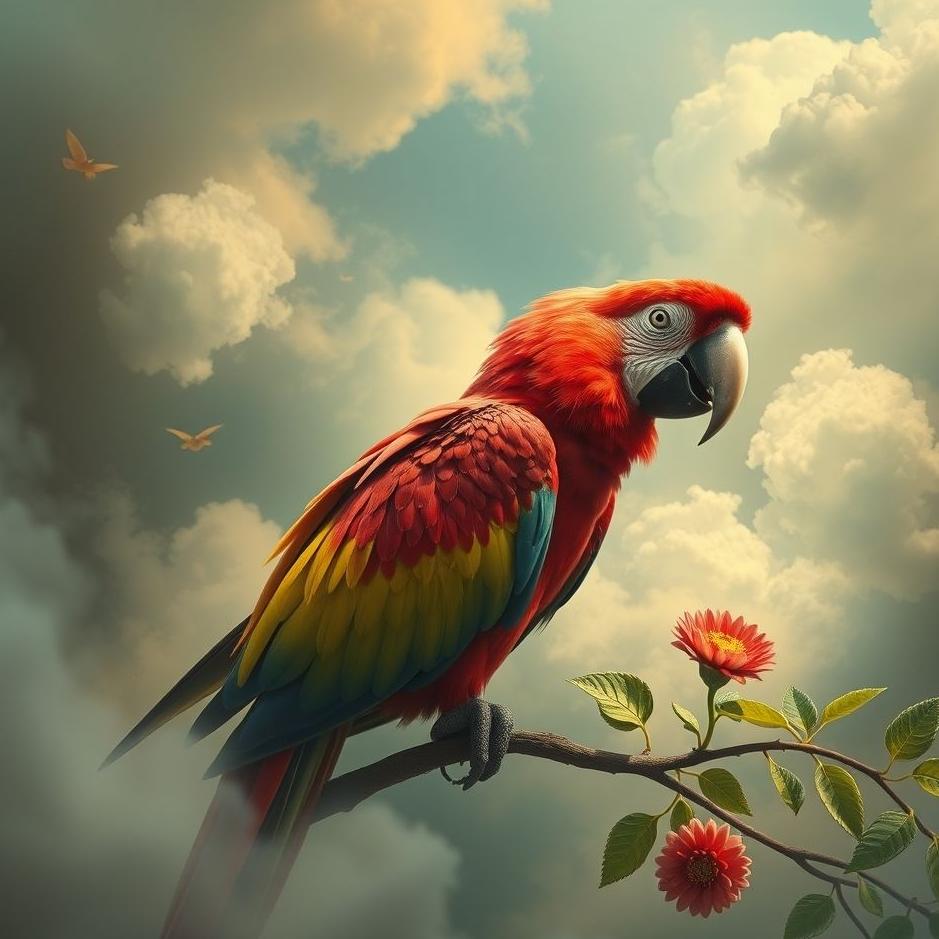Dream : Big red parrot in a dream