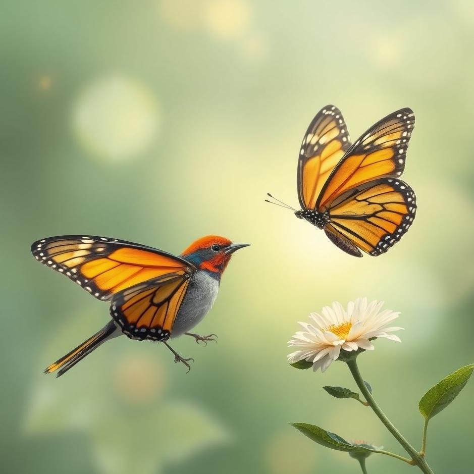 Dream : Bird and a butterfly in a dream
