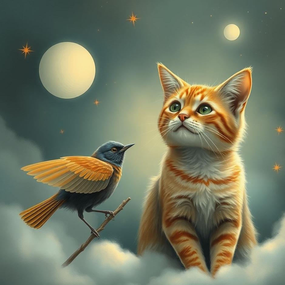 Dream : Bird and a cat in a dream