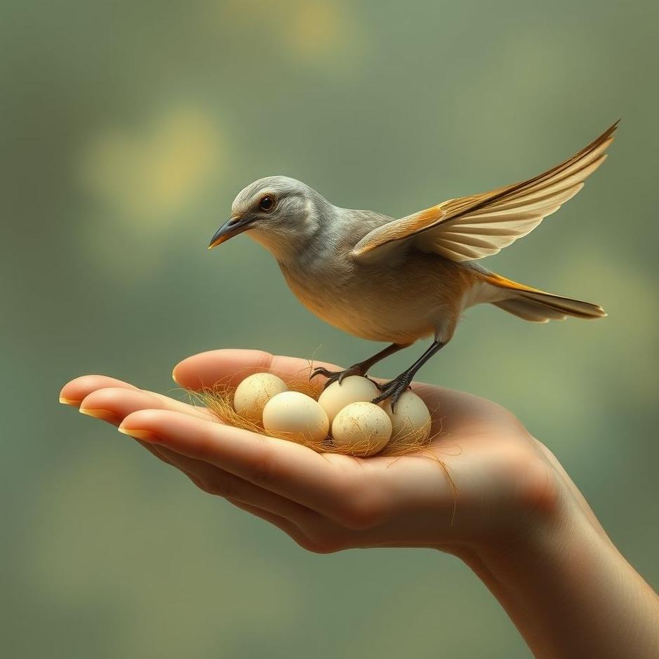 Dream : Bird laying eggs in your hand in a dream