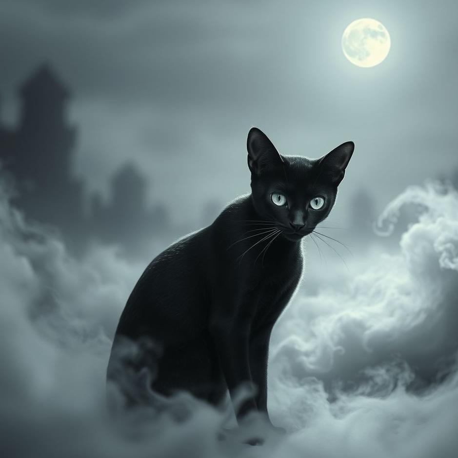 Dream : Black and gray cat in a dream