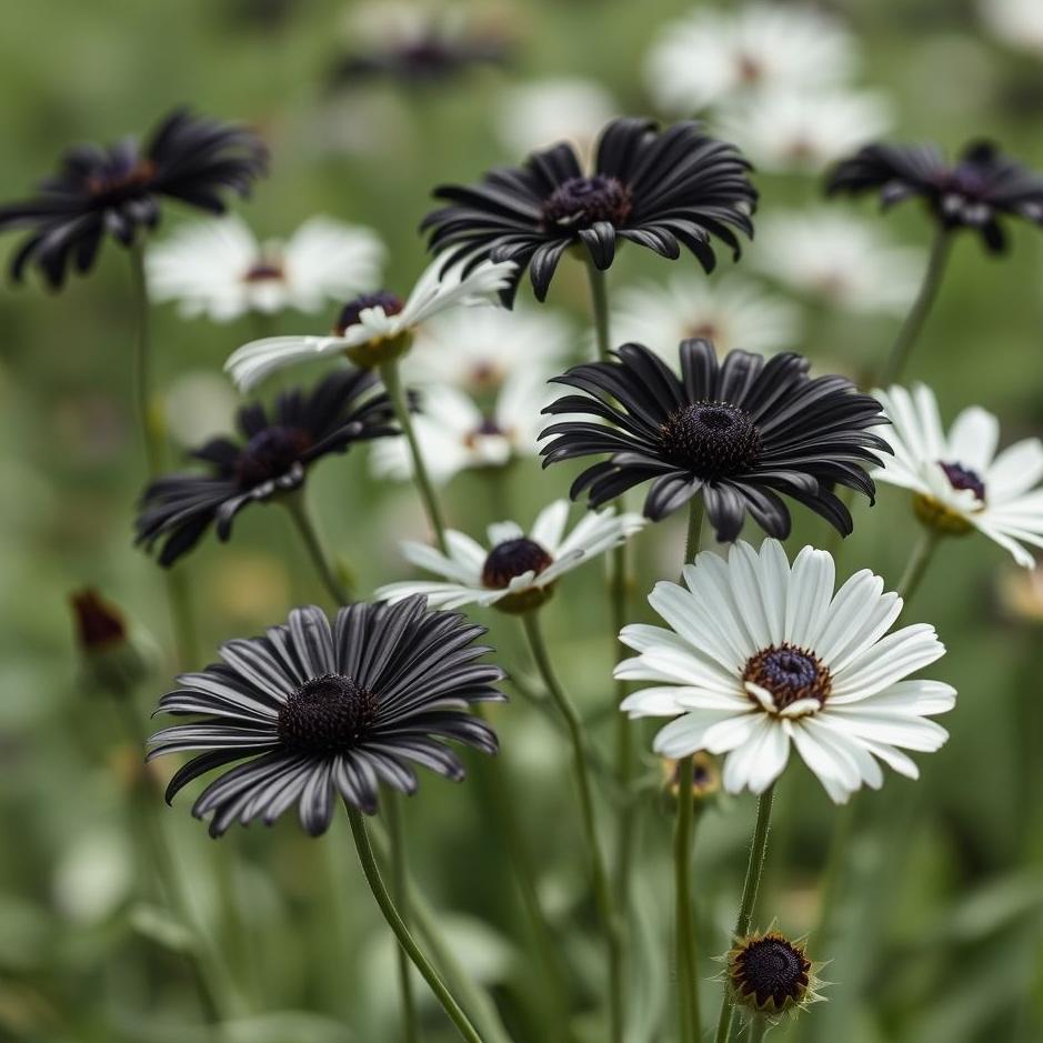 Dream : Black and white flowers in a dream