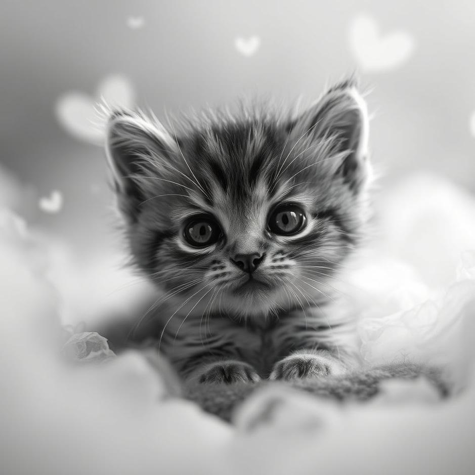 Dream : Black and white kitten in a dream