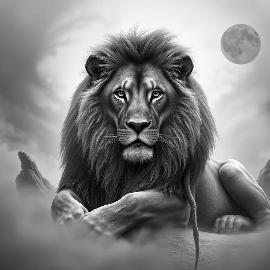 Dream : Black and white lion in a dream
