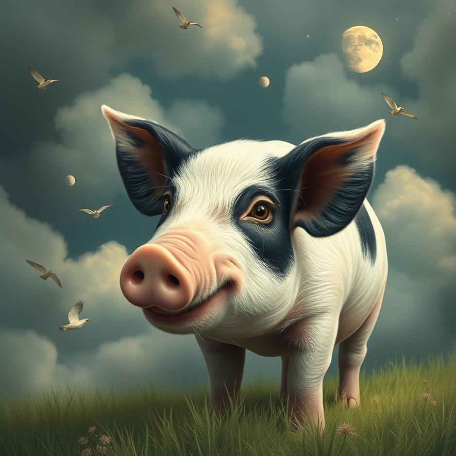 Dream : Black and white pig in a dream