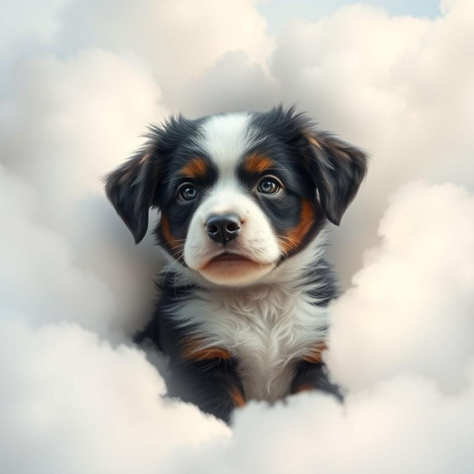 Dream : Black and white puppy in a dream