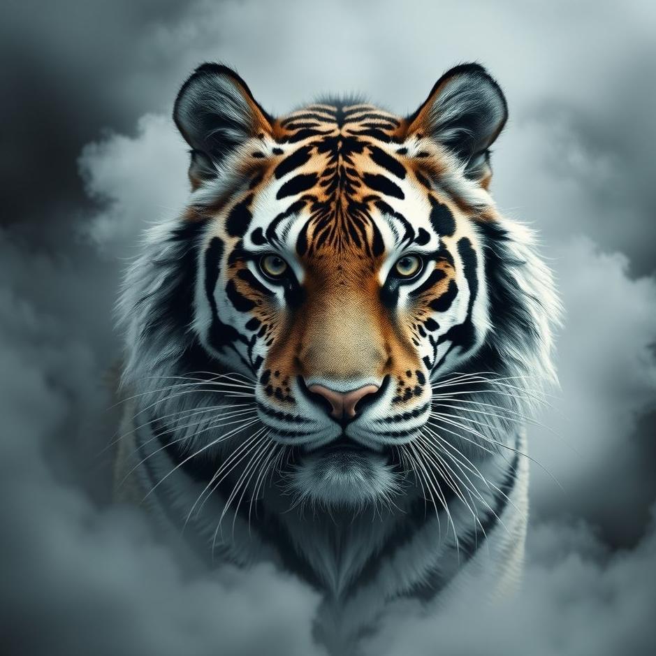 Dream : Black and white tiger in a dream