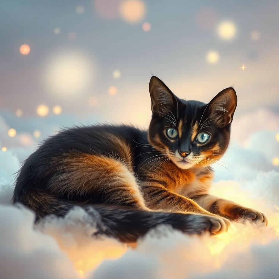 Dream : Black and yellow cat in a dream