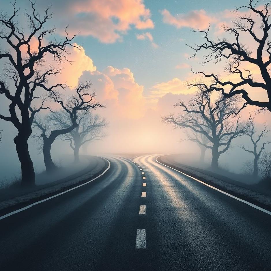 Dream : Black asphalt road in a dream