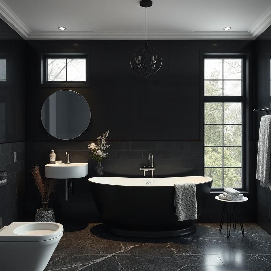 Dream : Black bathroom in a dream