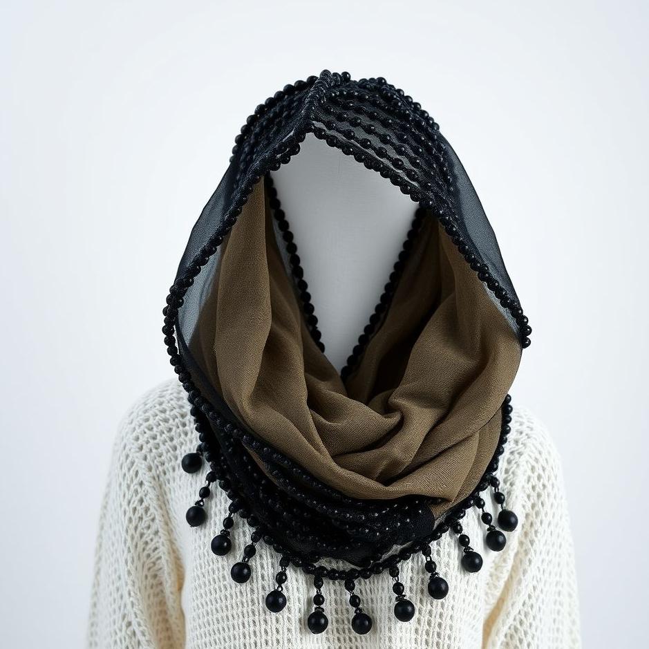 Dream : Black beaded scarf in a dream