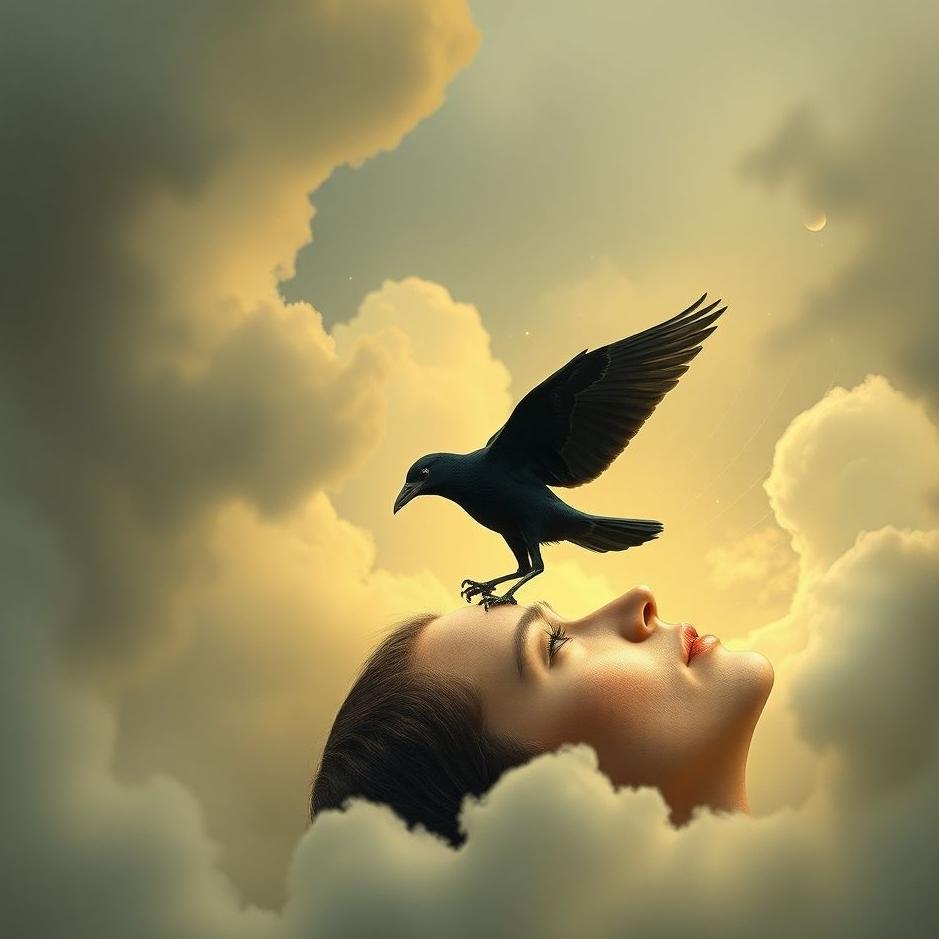 Dream : Black bird landing on one's head in a dream