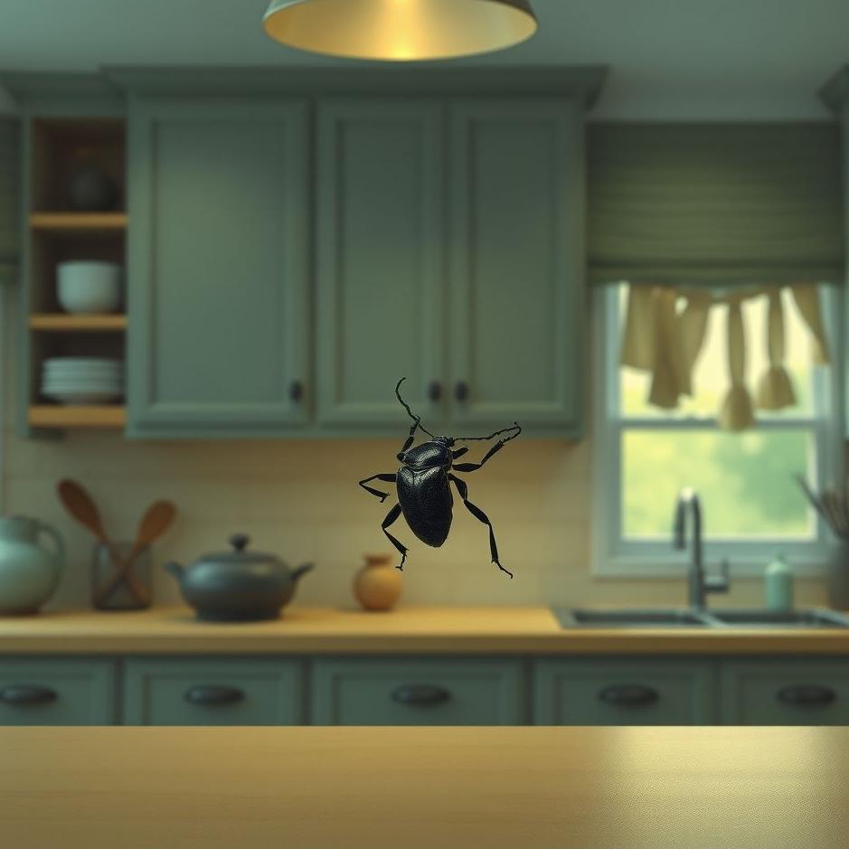 Dream : Black bug in the kitchen in a dream