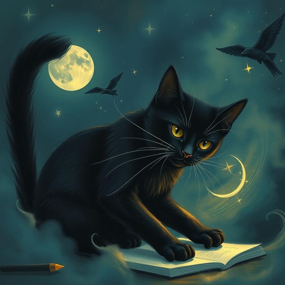 Dream : Black cat at work in a dream