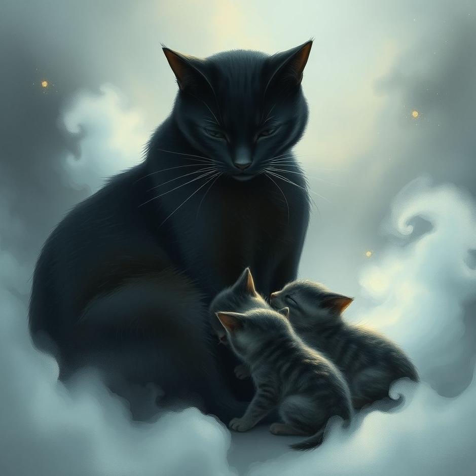Dream : Black cat breastfeeding in a dream