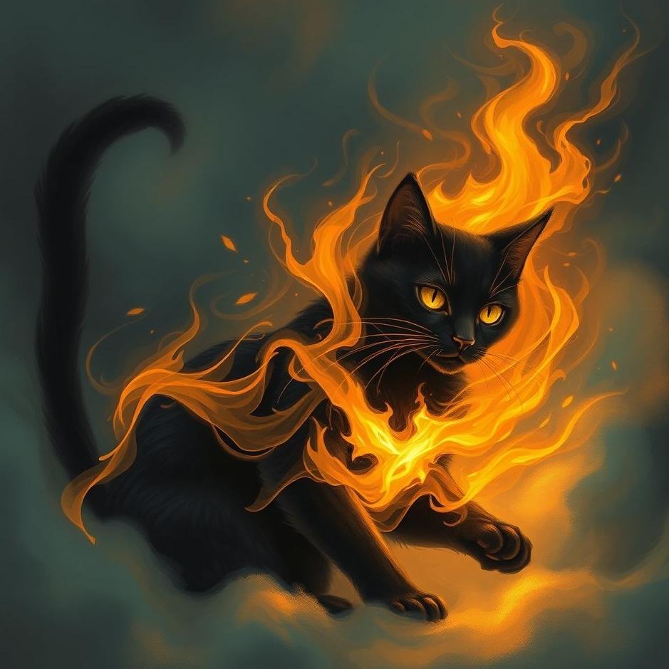 Dream : Black cat burning in a dream