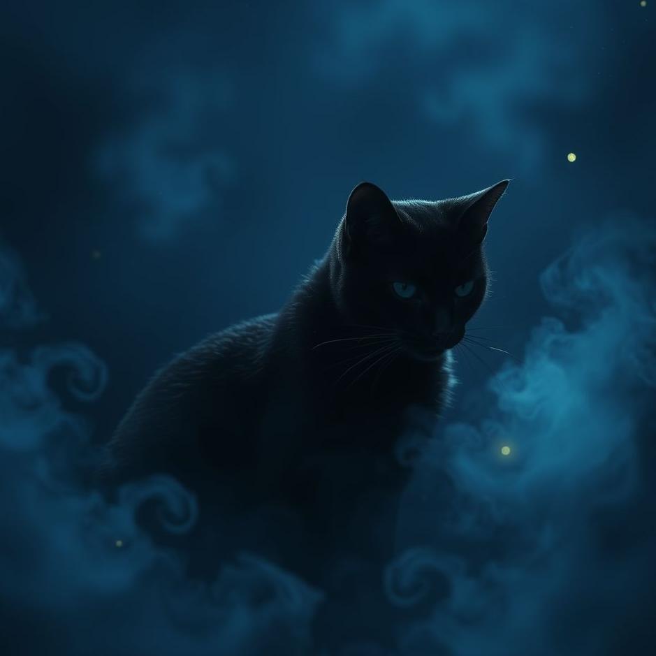 Dream : Black cat in the dark in a dream